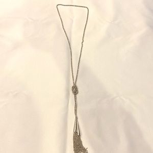 Kendra Scott Phara Fringe Tassel Lariat Necklace in Silver Rhodium